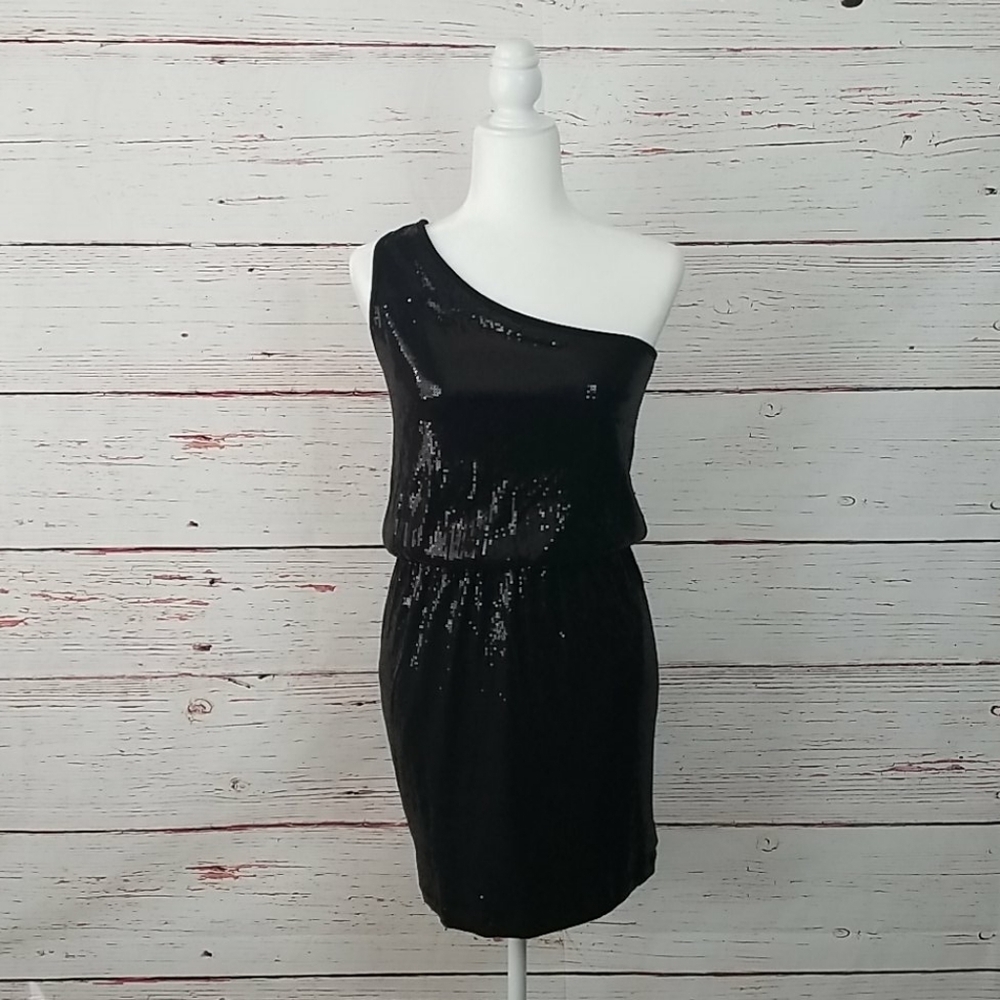 TART // ltd ed black sequin one shoulder mini dress
